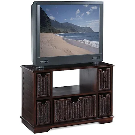 Television Console w/ 5 Wicker Drawers